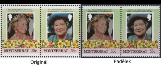 85. narozeniny královny Elizabeth královny matky - pravé známky a padělky Montserrat 85. narozeniny královny Elizabeth královny matky - pravé známky a padělky Montserrat