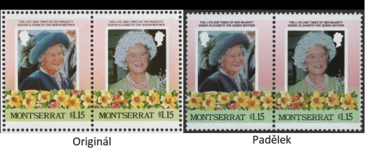 85. narozeniny královny Elizabeth královny matky - pravé známky a padělky Montserrat 85. narozeniny královny Elizabeth královny matky - pravé známky a padělky Montserrat