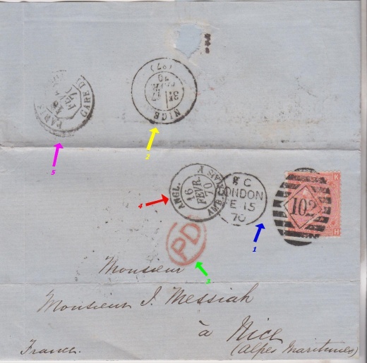 Dopis z Londýna do francouzské NICE v roce 1870 Dopis z Londýna do francouzské NICE v roce 1870