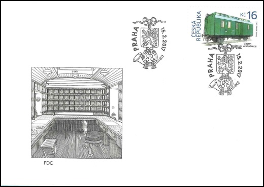 FDC - Historické dopravní prostředky - vagón poštovní ambulance FDC - Historické dopravní prostředky - vagón poštovní ambulance