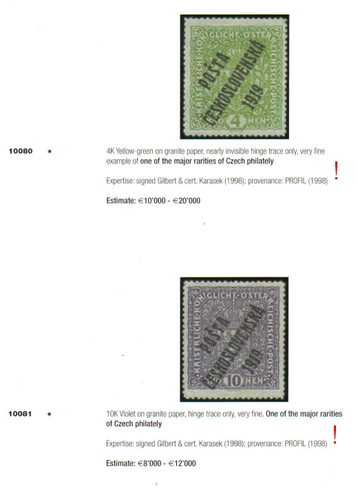 Forgery of granite stamp of Czechoslovakia depicted in catalogue Forgery of granite stamp of Czechoslovakia depicted in catalogue