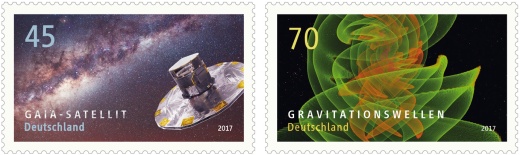 Gravitační vlny na německé známce Gravitační vlny na německé známce