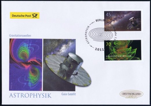 Gravitační vlny na německé známce Gravitační vlny na německé známce
