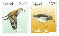 Islandské známky s námětem vodních ptáků Islandské známky s námětem vodních ptáků