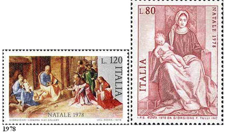 Italské vánoční známky 1970 – 2005 Italské vánoční známky 1970 – 2005