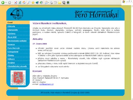 KMF Fero Horniaka Znojmo má novou verzi internetových stránek KMF Fero Horniaka Znojmo má novou verzi internetových stránek