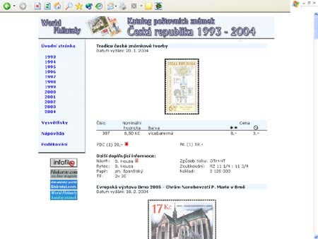 Novinka: CD-ROM World Philately 2005 - Česká republika (1993-2004) Novinka: CD-ROM World Philately 2005 - Česká republika (1993-2004)