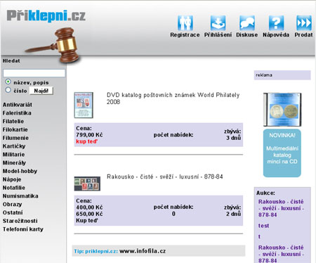 Přiklepni.cz - internetová sběratelská aukce Přiklepni.cz - internetová sběratelská aukce