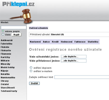 Přiklepni.cz - internetová sběratelská aukce Přiklepni.cz - internetová sběratelská aukce