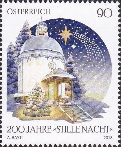 Rakouská známka - 200 let písně Tichá noc Rakouská známka - 200 let písně Tichá noc