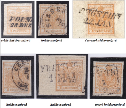 Rakousko emise 1850: Nejvzácnější barvy 1 Kreuzer Rakousko emise 1850: Nejvzácnější barvy 1 Kreuzer