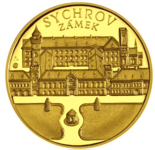 Zlatá uncová medaile Zámek Sychrov proof Zlatá uncová medaile Zámek Sychrov proof