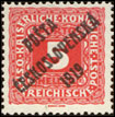 Pošta československá 1919 - Doplatní známky z roku 1916 - 5 h červená