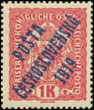 Pošta československá 1919 - Výplatní známky malého formátu z let 1916 - 1918 - 1 K červená
