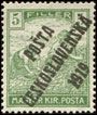 Pošta československá 1919 - Výplatní známky z let 1916 - 1918 - 5 f zelená