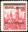 Přetiskové provizorium 1939 - 1,50 Kč červená