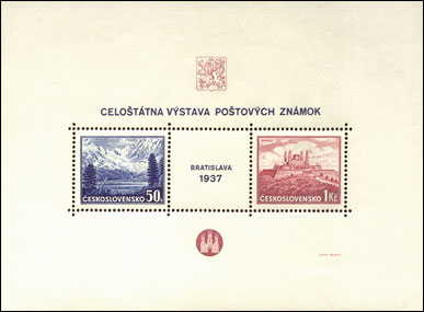 Výstava poštovních známek Bratislava - aršík
