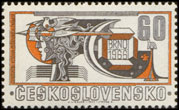 Celostátní výstava poštovních známek Brno 1966 - stylizovaná hlava Merkura