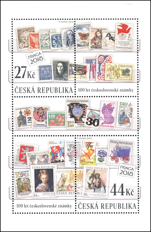 100 let československé poštovní známky - aršík 100 let československé poštovní známky - aršík
