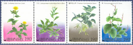 Série známek věnovaná barvířským rostlinám