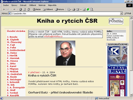Edice POMfila vydává HTML knížku: Kniha o rytcích ČSR