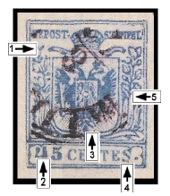 Emise 1850 v měně CENTIMES - padělky ke škodě pošty Emise 1850 v měně CENTIMES - padělky ke škodě pošty