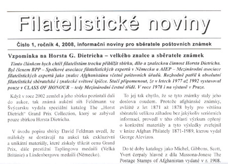 Filatelistické noviny 1/2008 Filatelistické noviny 1/2008