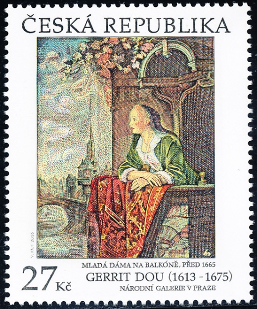 Gerrit Dou - Mladá dáma na balkóně - společené vydání Gerrit Dou - Mladá dáma na balkóně - společené vydání