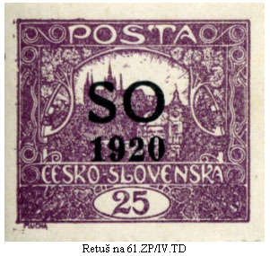 Hradčany 25h kresby e) – retuše deskových vad na 61. a 73. známkových polích Hradčany 25h kresby e) – retuše deskových vad na 61. a 73. známkových polích
