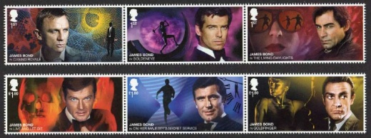 James Bond na nových britských poštovních známkách James Bond na nových britských poštovních známkách