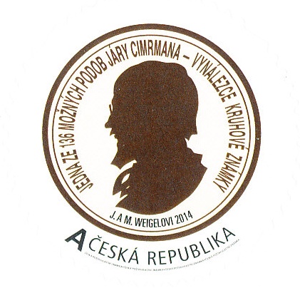 Jára Cimrman - vlastní známka kruhová A - vzor Jára Cimrman - vlastní známka kruhová A - vzor