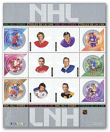 Kanada vydala poštovní známky slavných hokejistů NHL Kanada vydala poštovní známky slavných hokejistů NHL