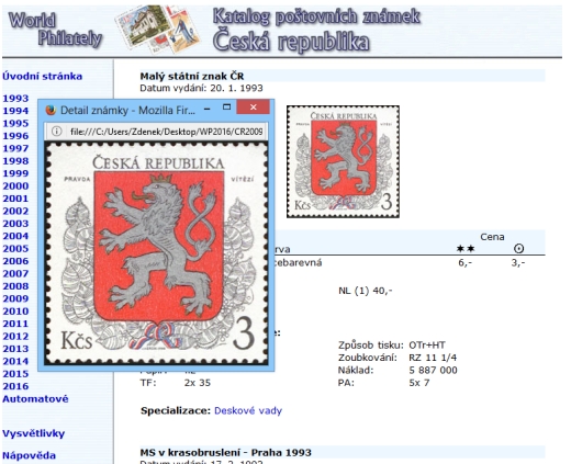 Katalog poštovních známek - Česká republika (1993-2016) - World Philately 2017 - NOVINKA!