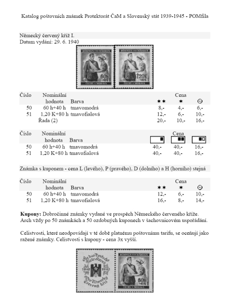Katalog známek - Protektorát ČaM, Slovenský stát 1939-45 - POMfila 2010