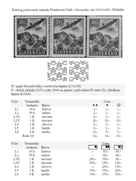 Katalog známek - Protektorát ČaM, Slovenský stát 1939-45 - POMfila 2010
