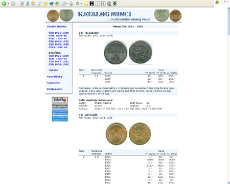 Multimediální katalog mincí na CD-ROMu Multimediální katalog mincí na CD-ROMu