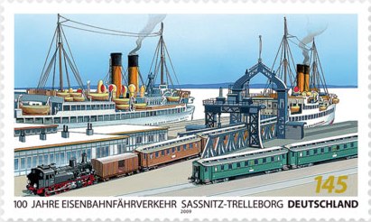 Německá emise ke 100.jubileu železníčního přívozu Sassnitz-Trelleborg Německá emise ke 100.jubileu železníčního přívozu Sassnitz-Trelleborg