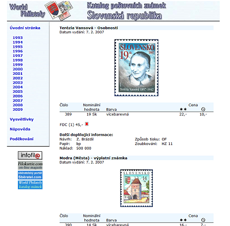 Novinka - ceník poštovních známek - Slovenská republika (1993-2019) - World Philately 2020