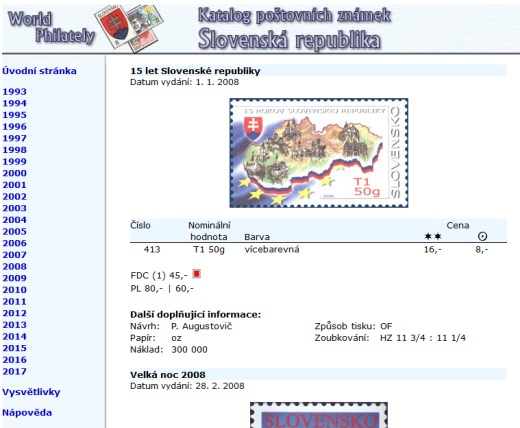 Novinka - ceník poštovních známek - Slovenská republika (1993-2021) - World Philately 2022