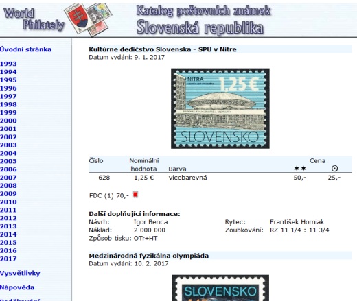 Novinka - ceník poštovních známek - Slovenská republika (1993-2019) - World Philately 2020