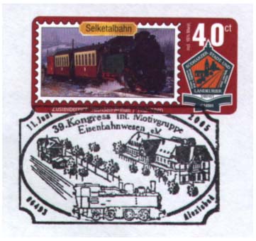 Privátní poštovní razítko k 39. Kongresu mezinárodní námětové společnosti Eisenbahnwesen Privátní poštovní razítko k 39. Kongresu mezinárodní námětové společnosti Eisenbahnwesen