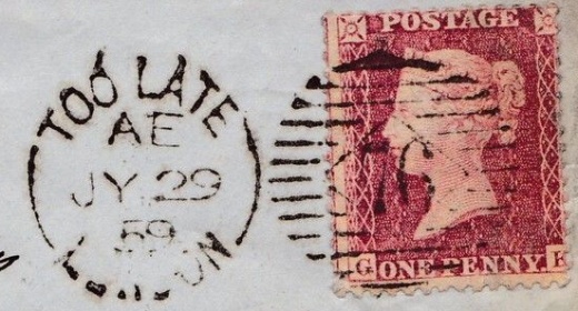 Razítka TOO LATE v britském impériu Razítka TOO LATE v britském impériu