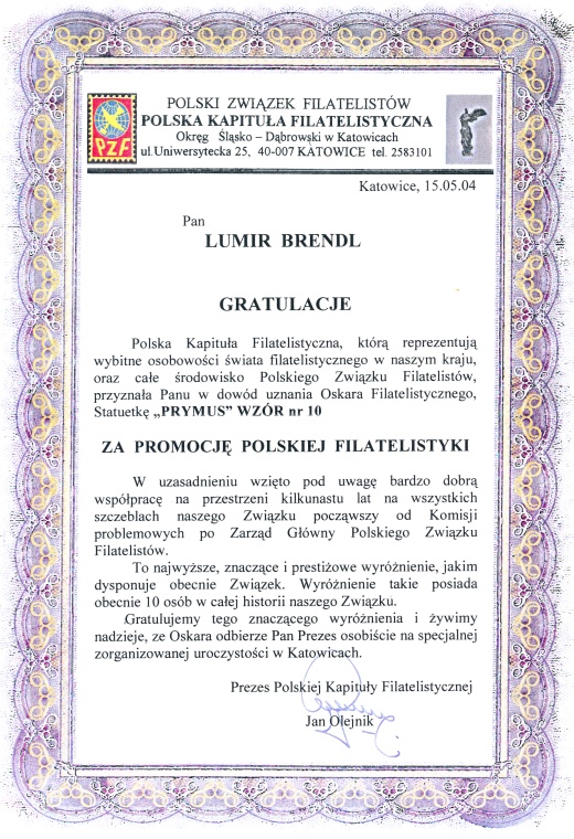 Rozhovor s Lumírem Brendlem – dlouholetým předsedou SČF Rozhovor s Lumírem Brendlem – dlouholetým předsedou SČF
