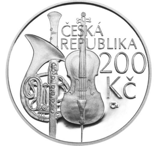 Stříbrná 200 Kč mince Zahájení výuky na pražské konzervatoři proof