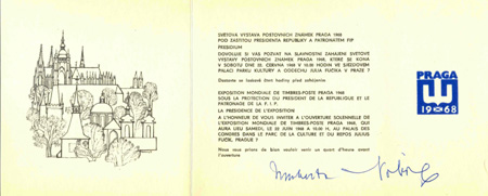 Vzpomínka na výstavu PRAGA 1968 Vzpomínka na výstavu PRAGA 1968