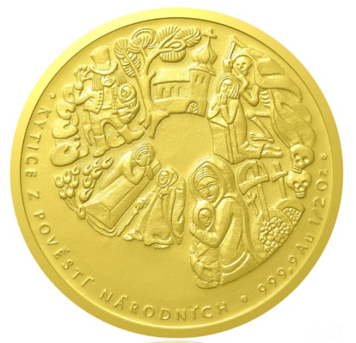 Zlatá půluncová medaile Karel Jaromír Erben proof Zlatá půluncová medaile Karel Jaromír Erben proof