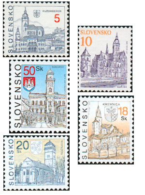 Zpravodaj 1/2006: Prehľad druhov papiera slovenských výplatných známok Mestá