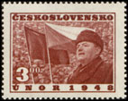 1 . výročí Vítězného února 1948 - 3 Kčs červenohnědá