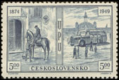 75. výročí Světové poštovní unie (UPU) - Kurýr na koni a autopošta