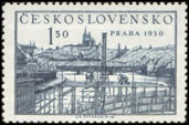 Celostátní výstava poštovních známek PRAHA 1950 (současná Praha) - 1,50 Kčs šedomodrá